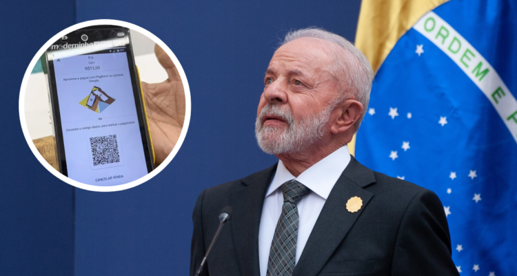Presidente de Brasil, Luiz Inácio Lula da Silva. Y foto del sistema PIX.