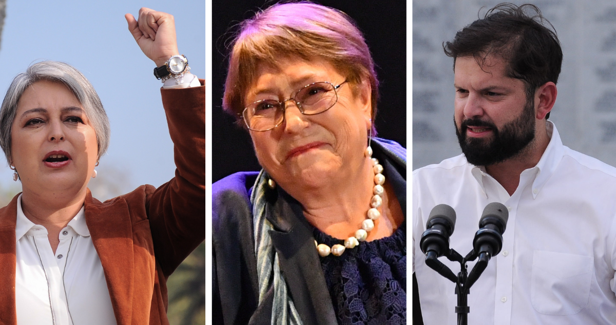 Jeannette Jara, Michelle Bachelet y Gabriel Boric