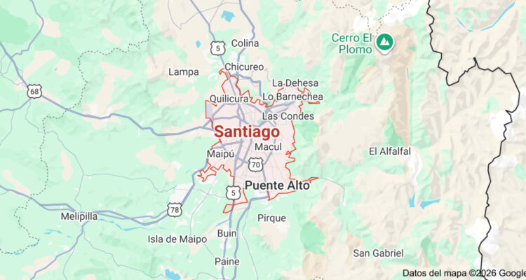 Mapa de Santiago para ilustrar nota sobre el clúster sísmico