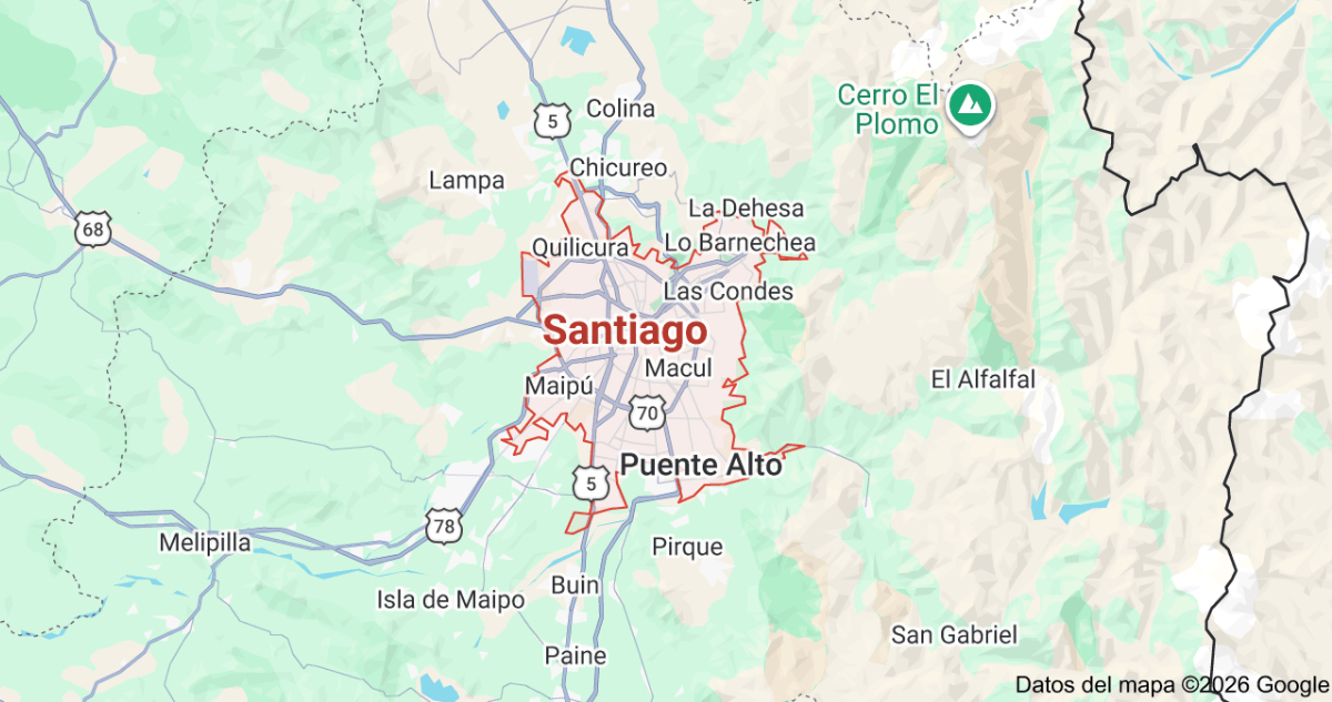 Mapa de Santiago para ilustrar nota sobre el clúster sísmico