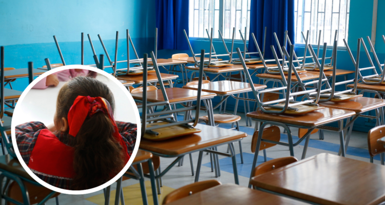 Sala de clases y foto de contexto de estudiante