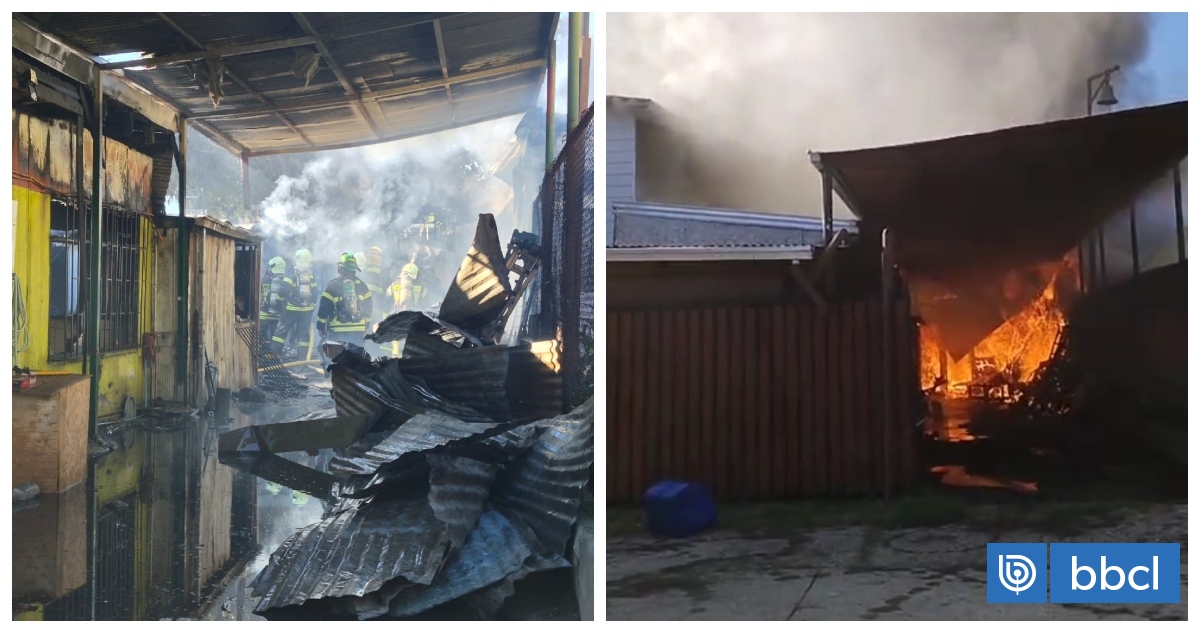VIDEO | Bomberos controla incendio que afectó a dos viviendas y oficinas de una capilla en Concepción