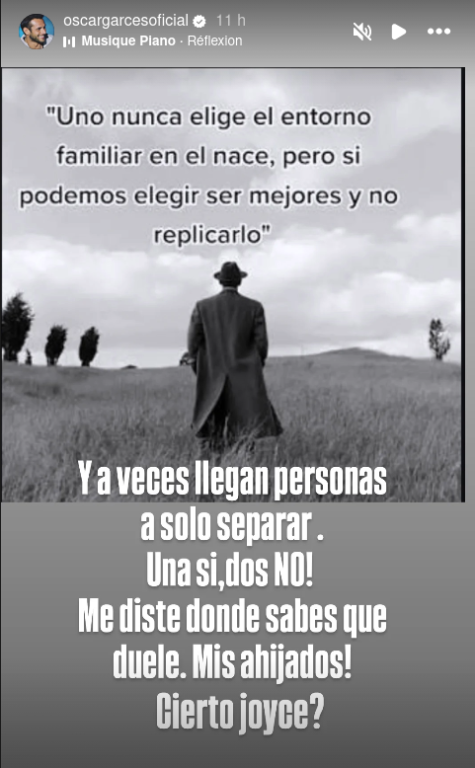 Instagram Storie de Óscar Gárces
