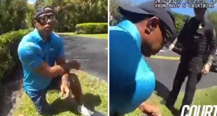 Video policial muestra a Tiger Woods momentos después de protagonizar accidente en EEUU.