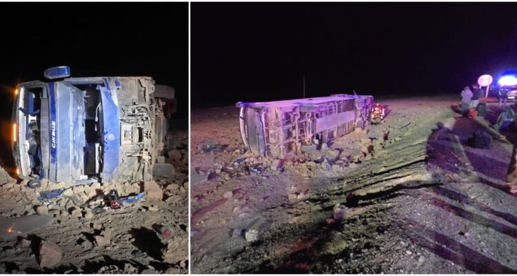 Volcamiento de bus en Taltal