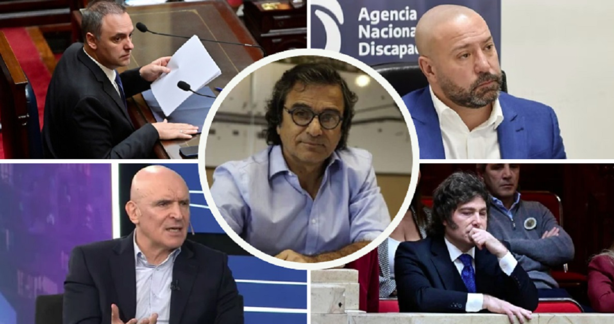 Edición fotográfica con Frugoni en el medio y los demás funcionarios investigados.