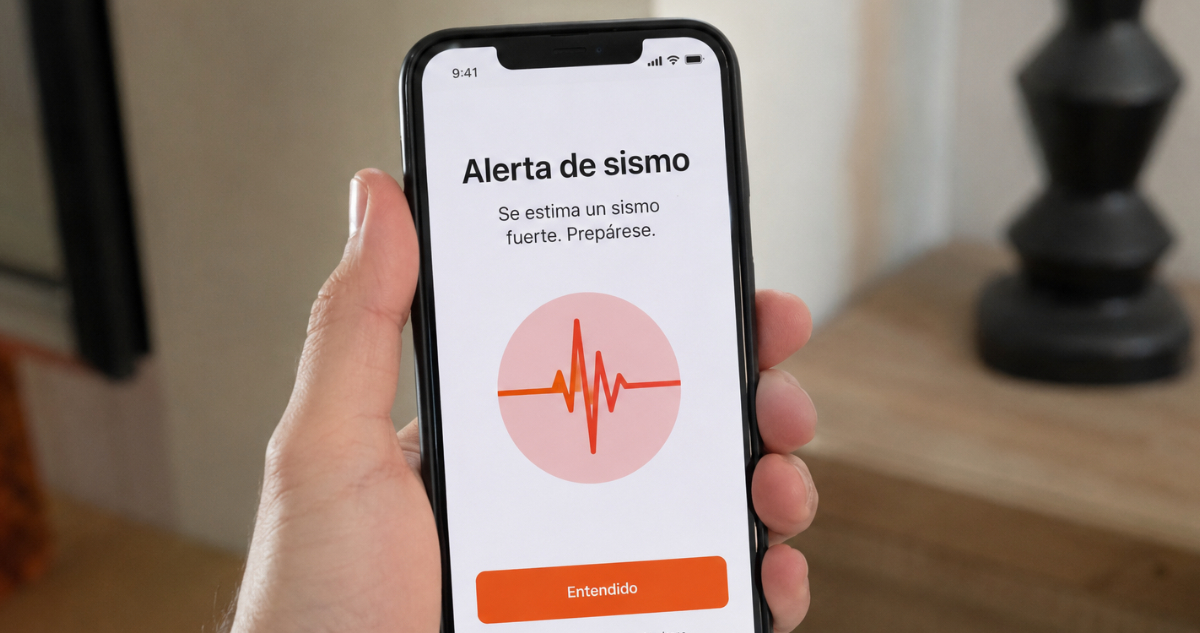 Foto de una alerta de sismo