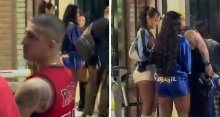 Jorge Carrascal fue apretado por barra de Flamengo mientras estaba de fiesta.