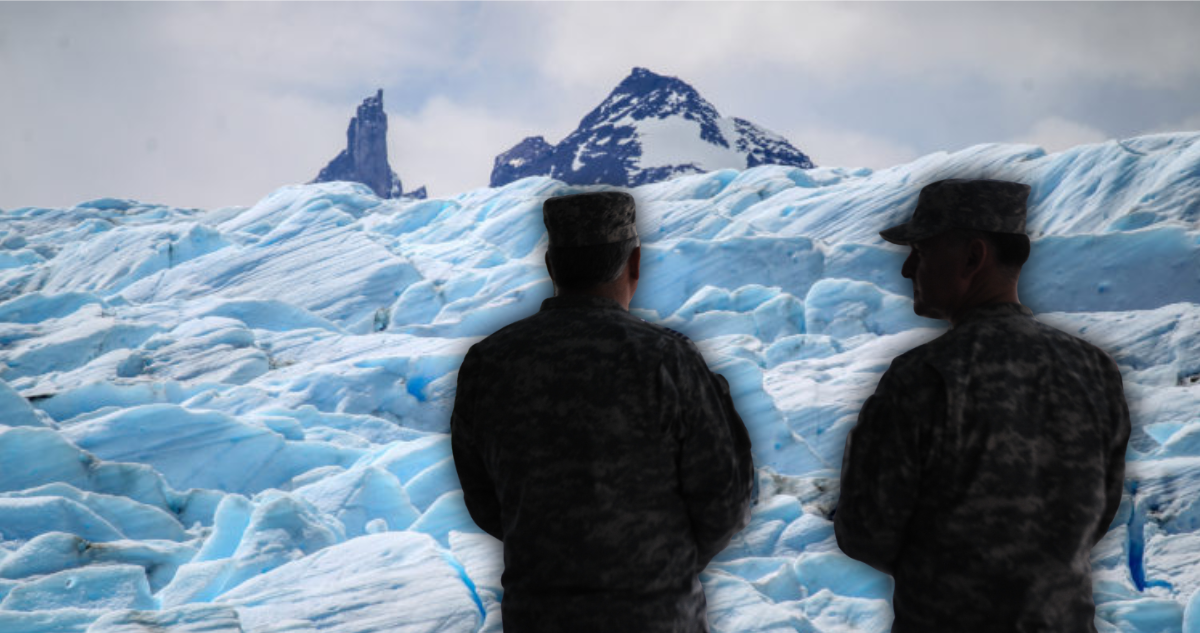 Foto de contexto de Campos de Hielo y foto de miembros del Ejército