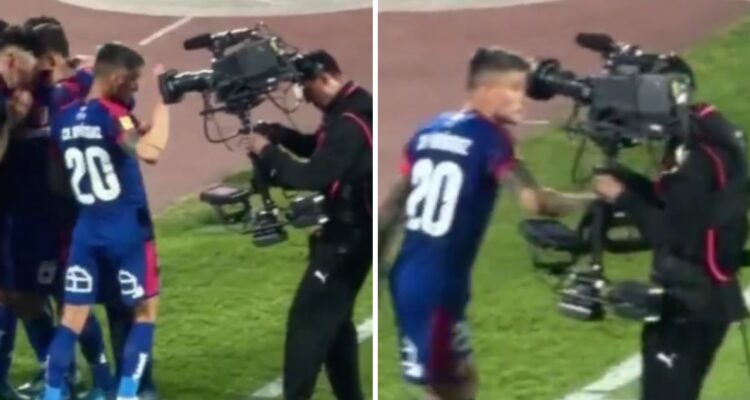 Charles Aránguiz fue grabado golpeando a camarógrafo de TNT Sports.