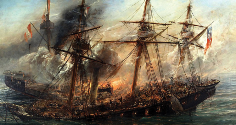 «Combate naval de Iquique», óleo de Thomas Somerscales.