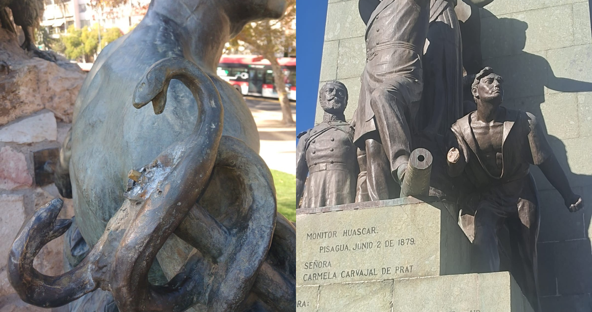 Denuncian daños y robo de piezas de monumentos nacionales en el centro de Santiago