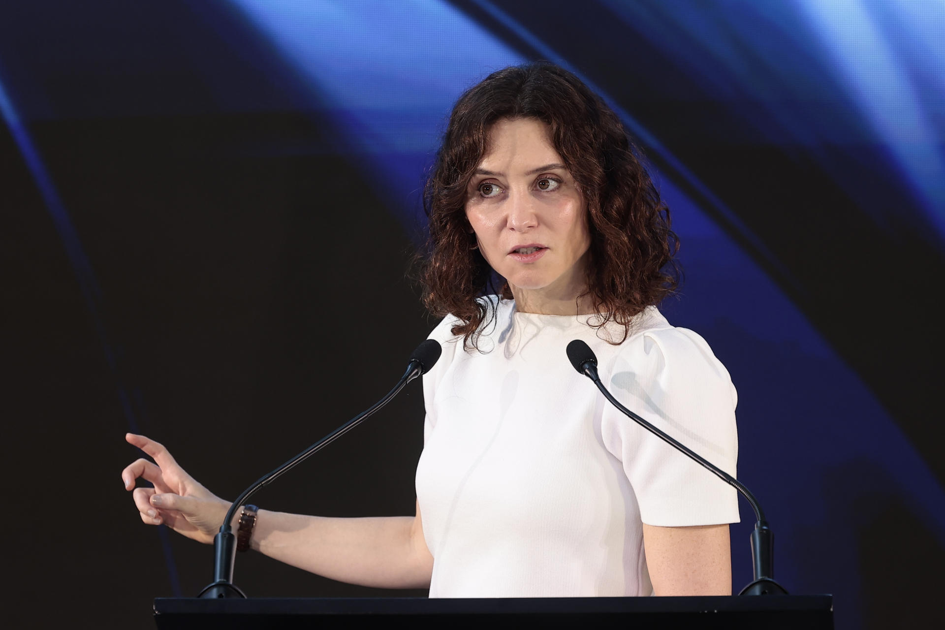 Isabel Díaz Ayuso durante una conferencia en la Universidad de la Libertad en Ciudad de México