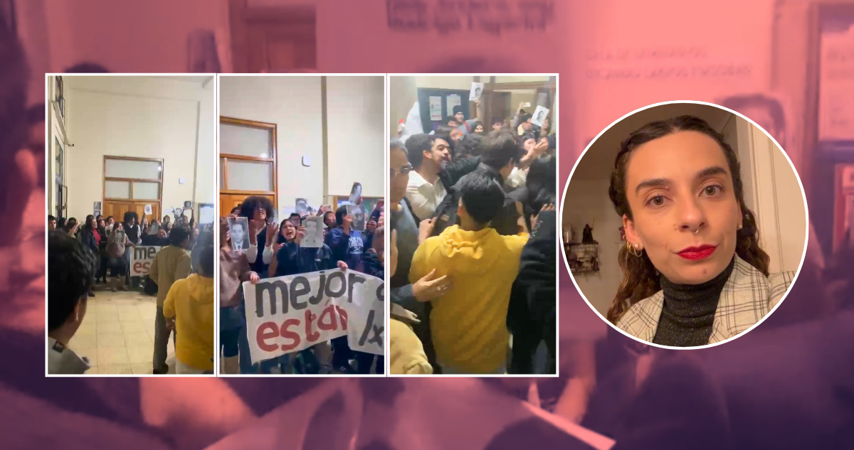 Diputada Javiera Rodríguez sufre funa con escupos y empujones en Facultad de Derecho de la U. de Chile