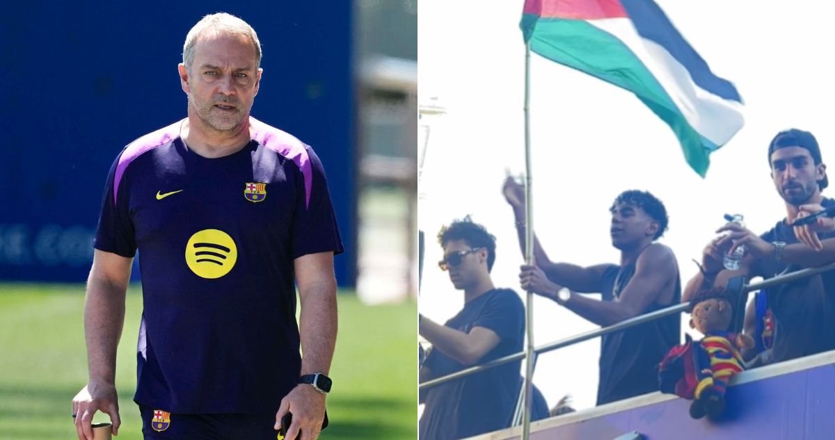 DT del Barcelona, Hansi Flick, critica a Lamine Yamal por ondear bandera de Palestina