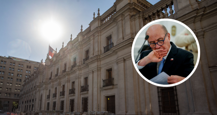 La Moneda y foto del ministro Quiroz.
