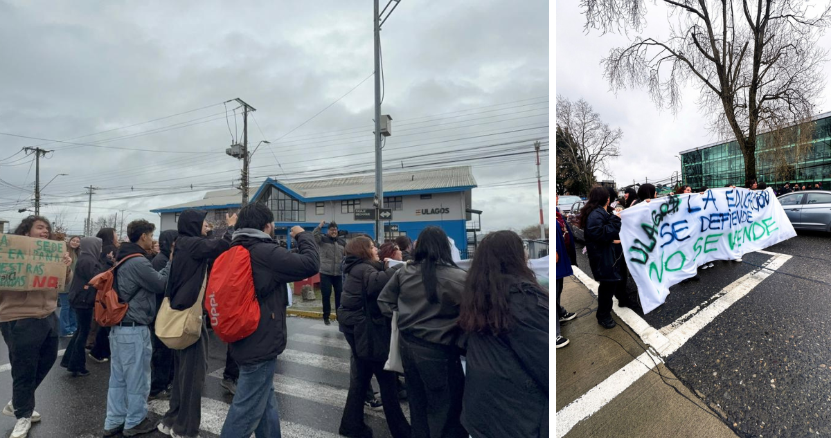 Estudiantes de dos universidades se manifiestan en Puerto Montt acusando serie de problemas