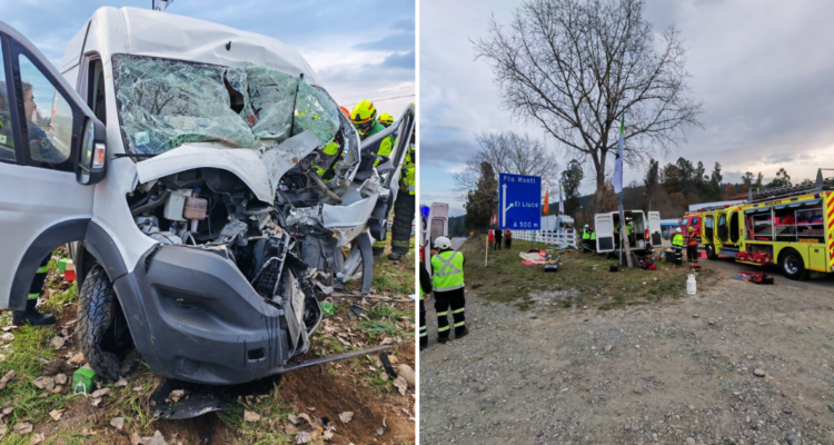 Fatal accidente en Ruta 5 Sur en Gorbea dejó un muerto y dos personas atrapadas en furgón siniestrado