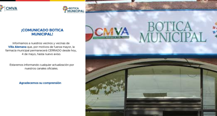 Desconocidos perpetran robo en Botica Municipal de Villa Alemana: cerrada hasta nuevo aviso