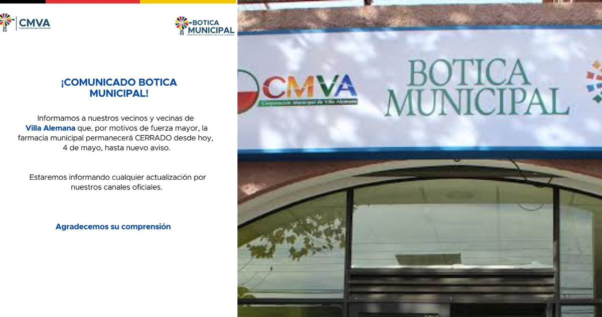 Desconocidos perpetran robo en Botica Municipal de Villa Alemana: cerrada hasta nuevo aviso