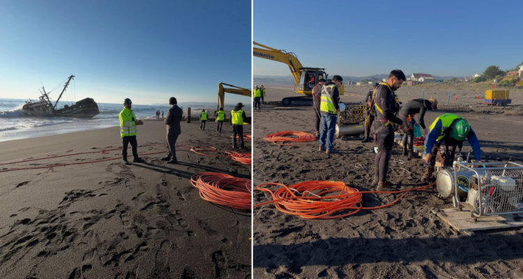 Termina retiro de más de 40 toneladas de peces en descomposición desde barco que encalló en Cobquecura
