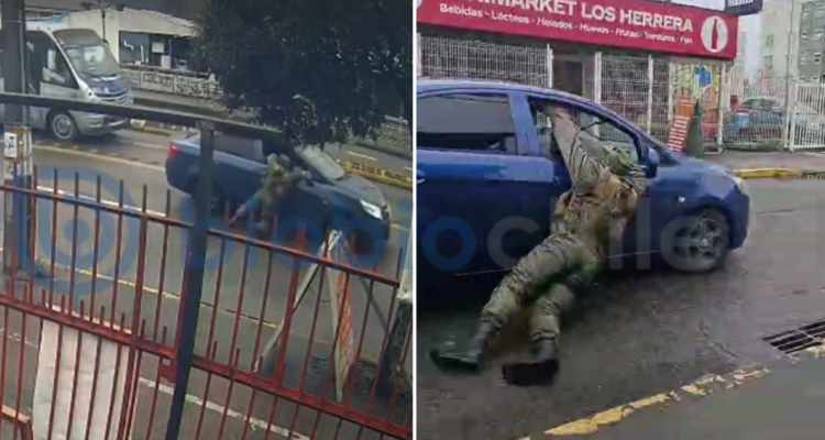 VIDEO | Carabinero fue arrastrado por vehículo en Chiguayante: colgó desde ventana por varios metros