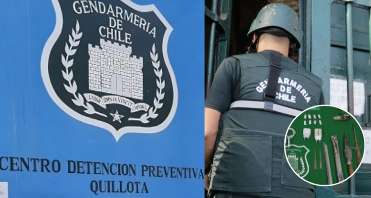 Gendarmería allana cárcel de Quillota tras hallazgo de explosivo: decomisan armas blancas y celulares