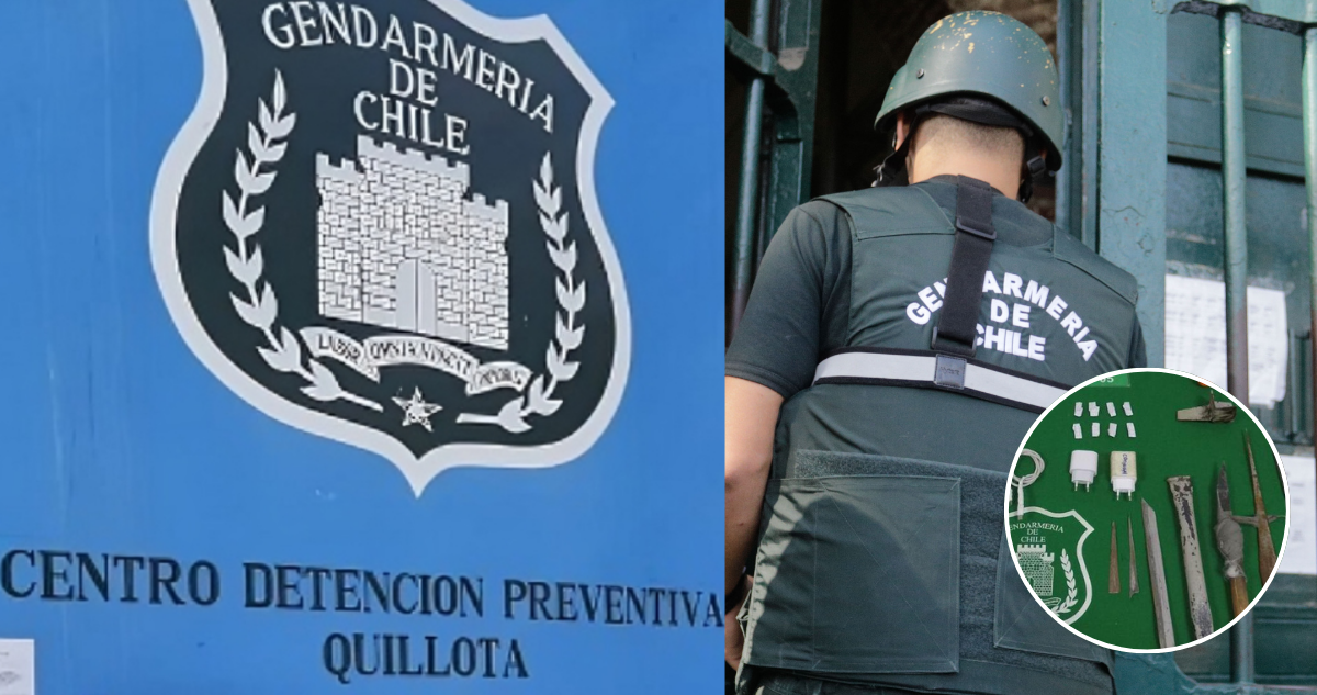 Gendarmería allana cárcel de Quillota tras hallazgo de explosivo: decomisan armas blancas y celulares
