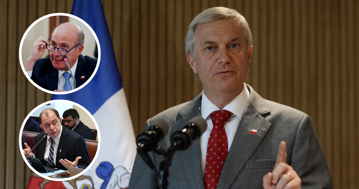 José Antonio Kast y fotos de ministro Quiroz y ministro Poduje.