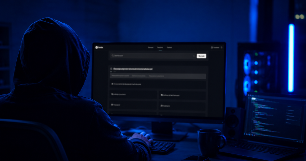 “Hacker” frente a un computador.