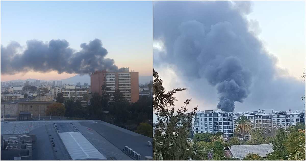Bomberos combate gran incendio que afecta a local de productos chinos en el centro de Santiago
