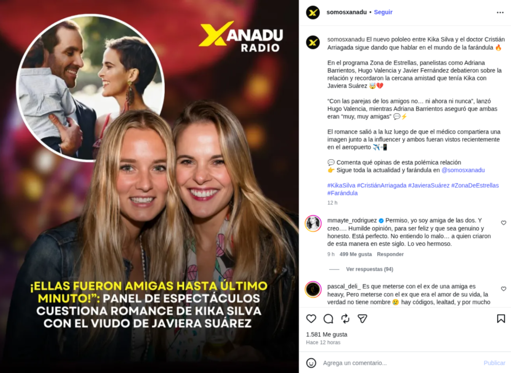 Comentario de Mayte Rodríguez sobre Kika Silva y Cristián Arriagada