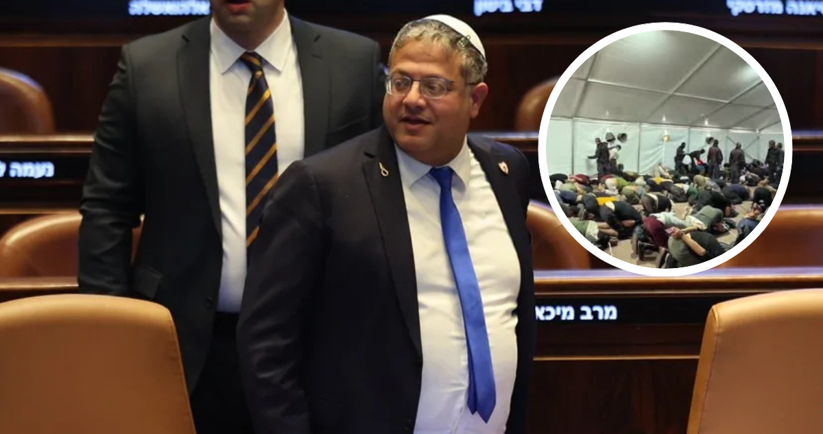 Ministro de Seguridad Nacional de Israel, Itamar Ben Gvir. Y captura de video donde humilla a los miembros de la Flotilla Global Sumud.