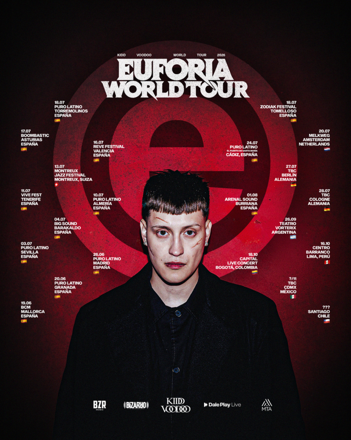 Kidd Voodoo anuncia gira "Euforia World Tour 2026" con fechas en Europa y Latinoamérica
