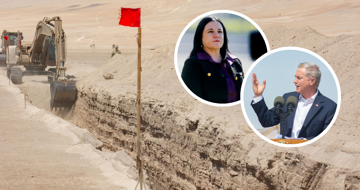 Zanja y fotos de presidente Kast y ministra Steinert.