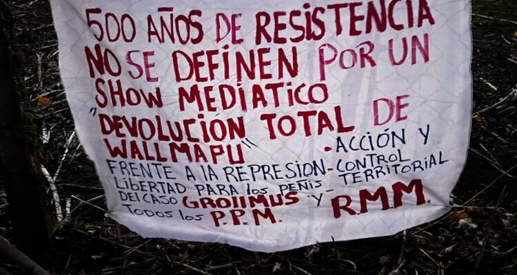 Lienzo dejado tras ataque en Curacautín