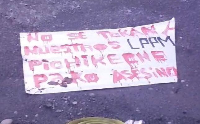 Lienzo dejado tras atentado en Collipulli