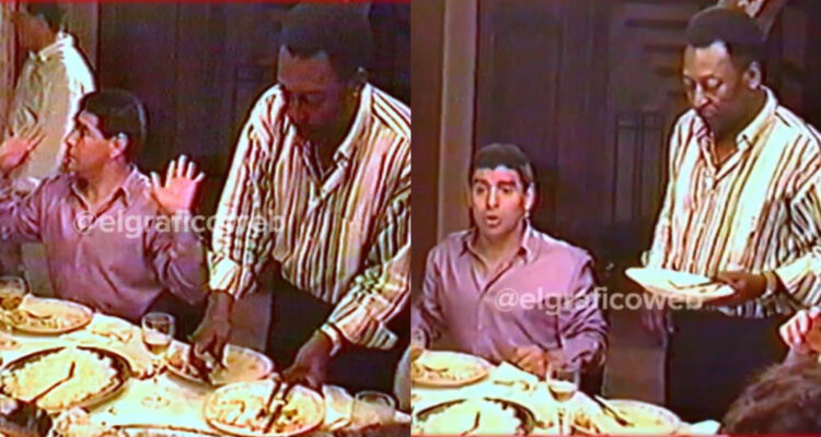 Maradona y Pelé durante cena