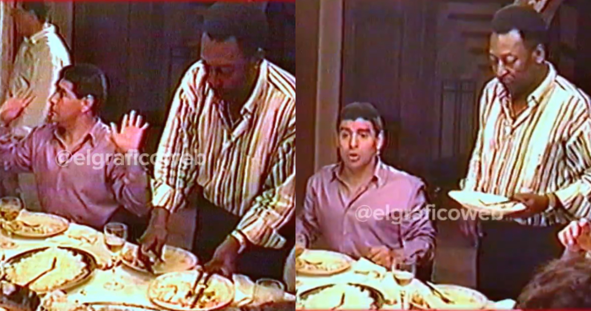 Maradona y Pelé durante cena