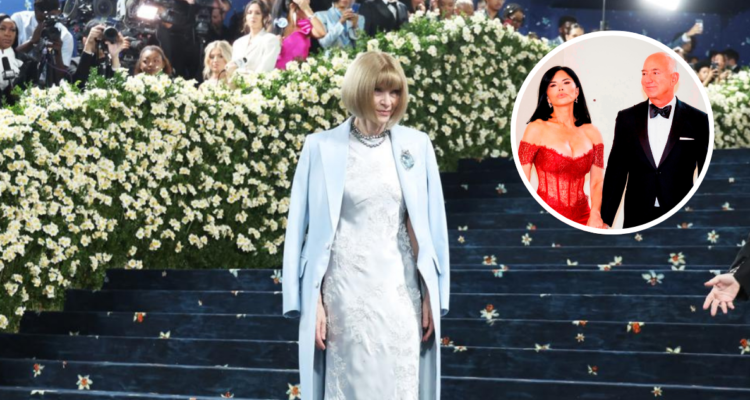 Anna Wintour y en miniatura Lauren Sánchez junto a Jeff Bezos en la MET Gala