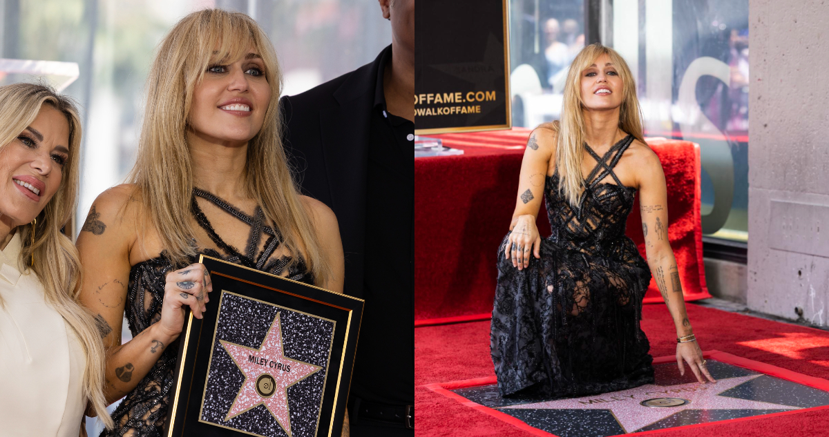 Fotos de Miley Cyrus recibiendo la estrella del paseo de la fama