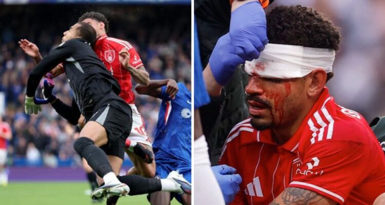 Morgan Gibbs-White y Robert Sánchez chocaron cabeza con cabeza en duelo de Premier League.