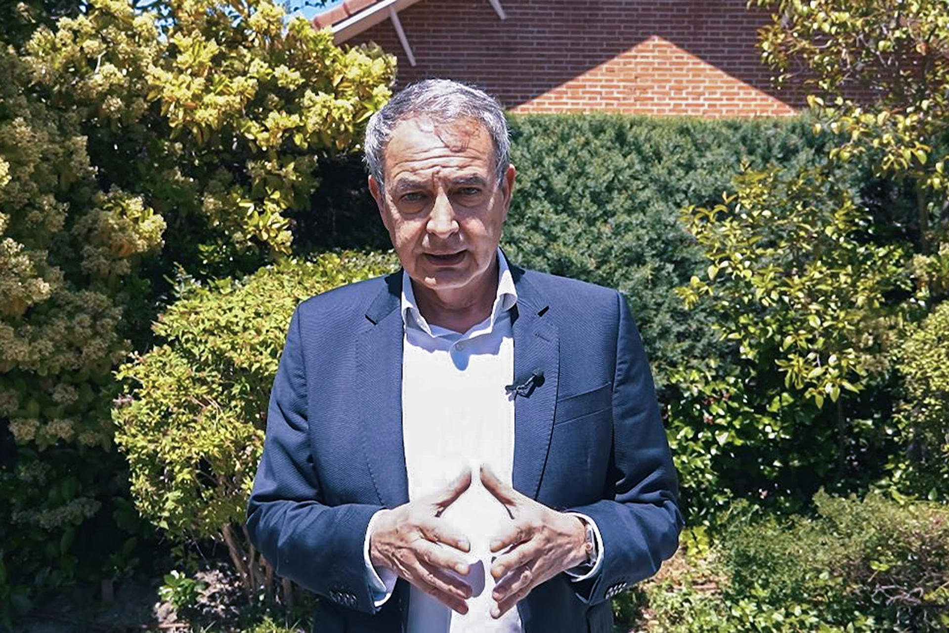 Captura del video enviado por el expresidente del Gobierno José Luis Rodríguez Zapatero