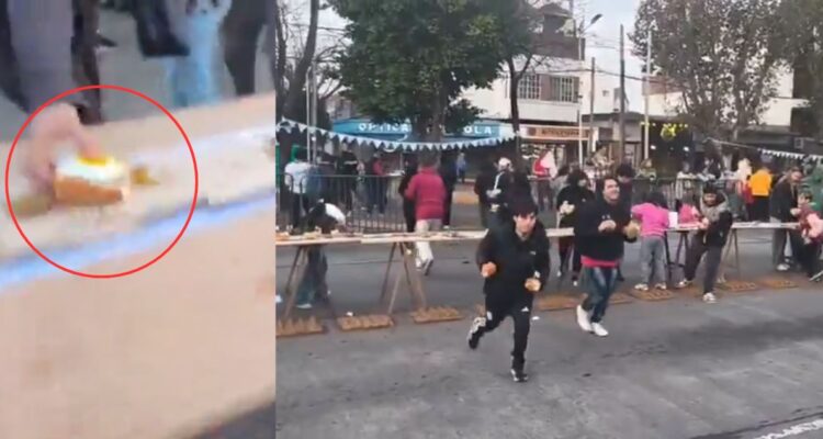Descontrol en Argentina por sándwich gigante: derribaron vallas para robar porciones y otros elementos