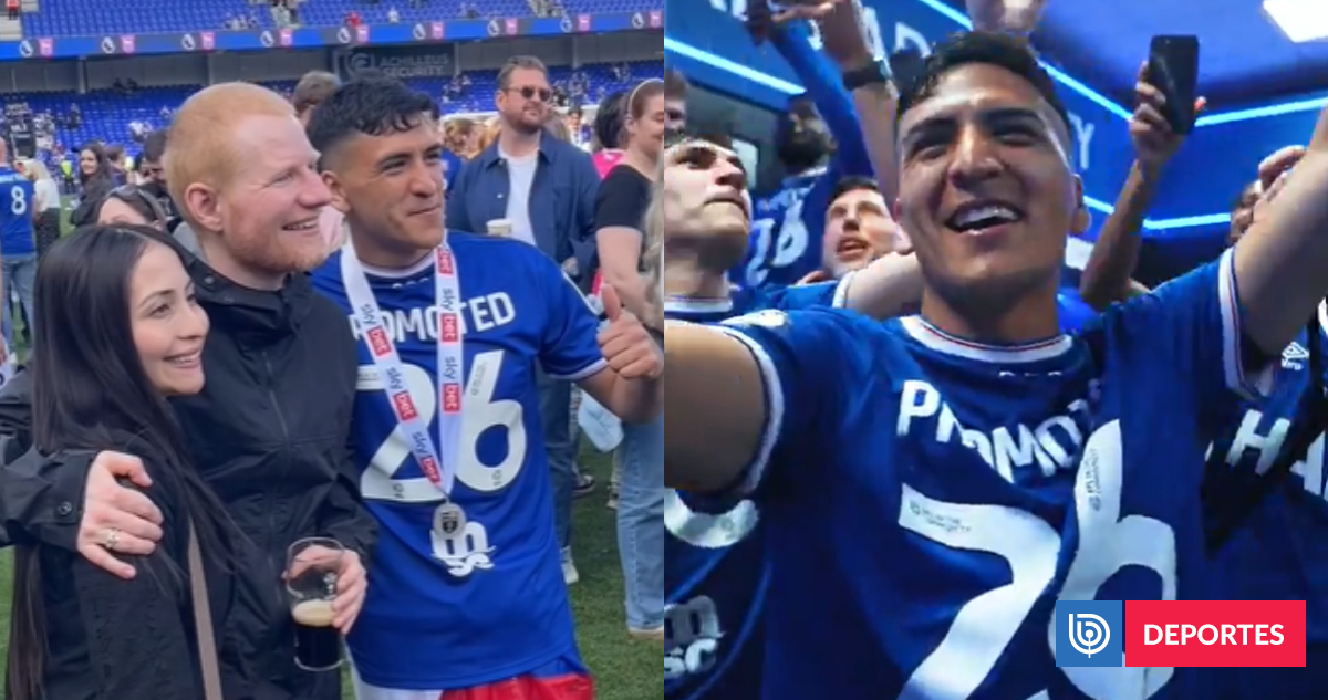 Marcelino Núñez y Ed Sheeran unidos: chileno festejó junto a cantante el ascenso de Ipswich a Premier