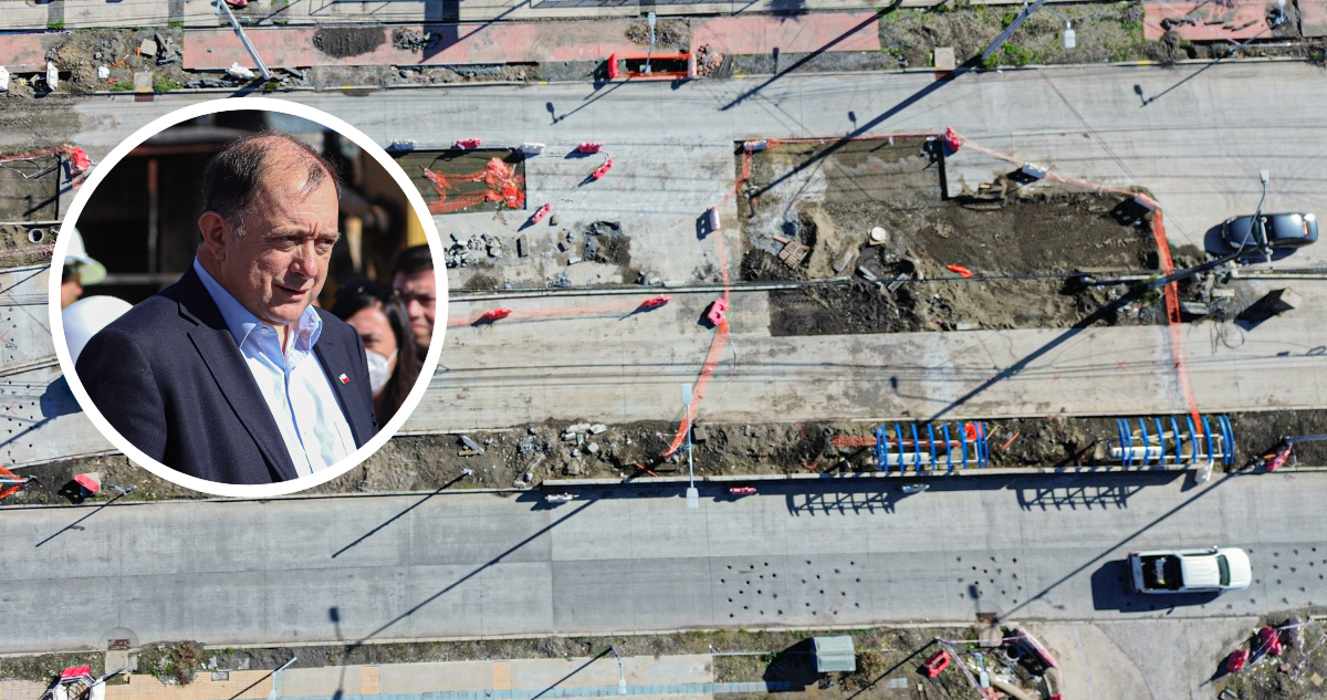 Obras abandonadas por empresa Tapusa en la región del Biobío. Foto del ministro Poduje.