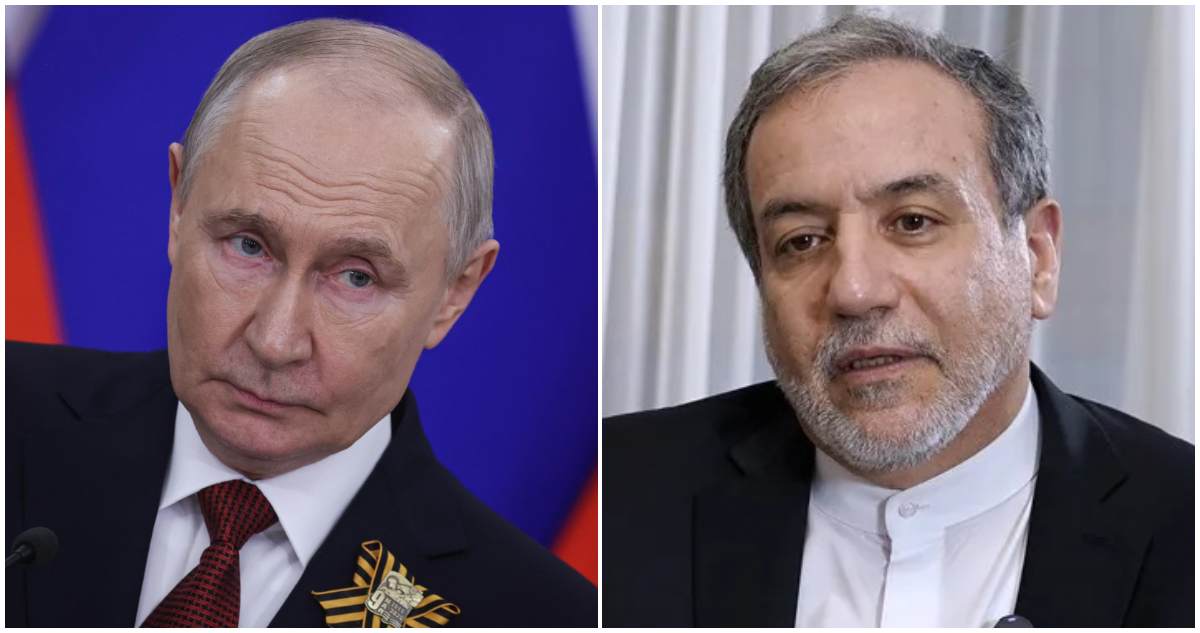 El presidente de Rusia, Vladimir Putin, y el canciller de Irán, Abás Araqchí