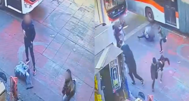 VIDEO | Cámara capta momento en que carabinero balea a delincuentes que lo asaltaron en Santiago