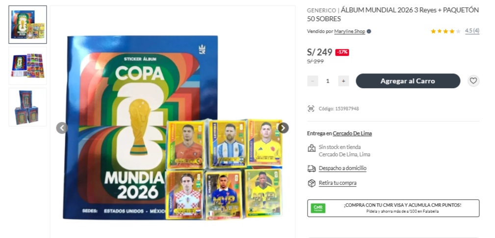 Misteriosa versión del álbum del Mundial 2026 se vende hasta por Falabella y desafía a Panini en Perú