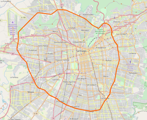 Avenida circunvalación Américo Vespucio en Santiago de Chile